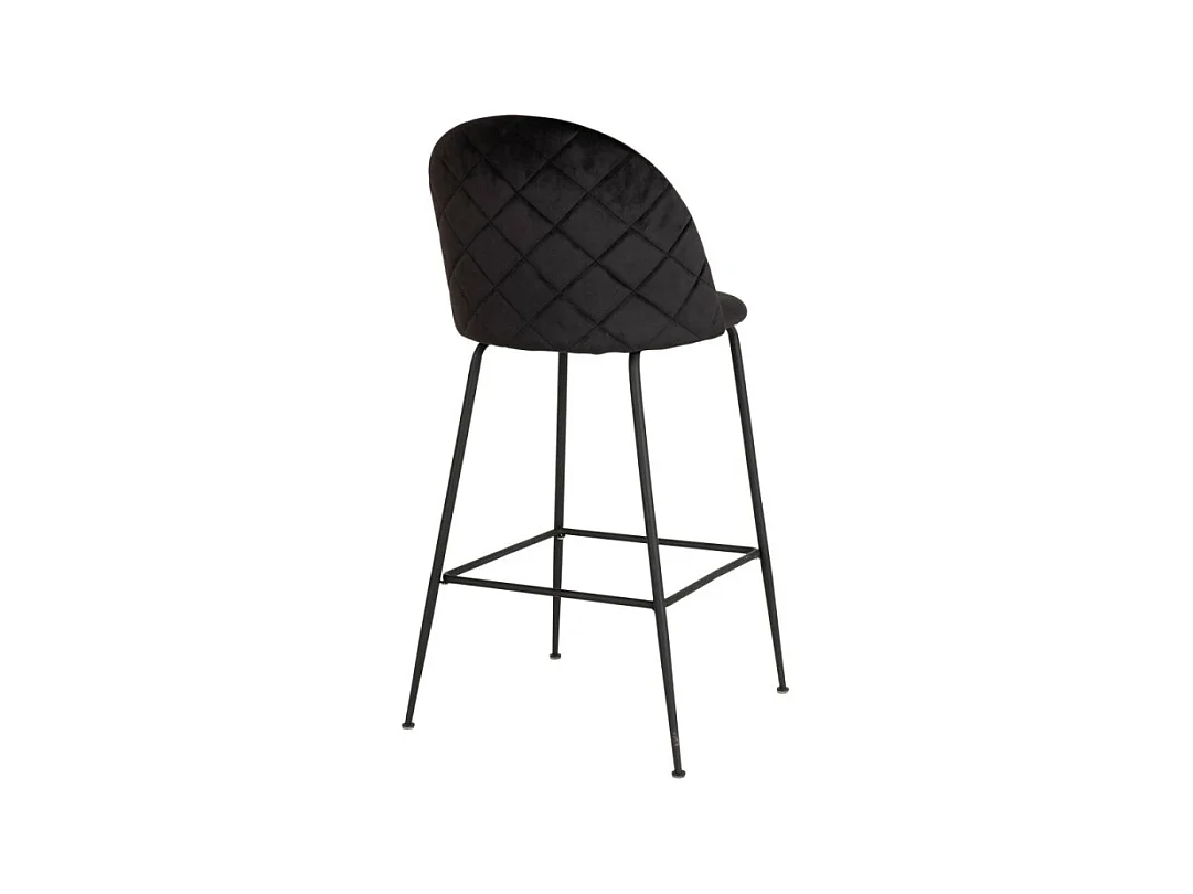 Silla de barra de terciopelo negro con pies negros