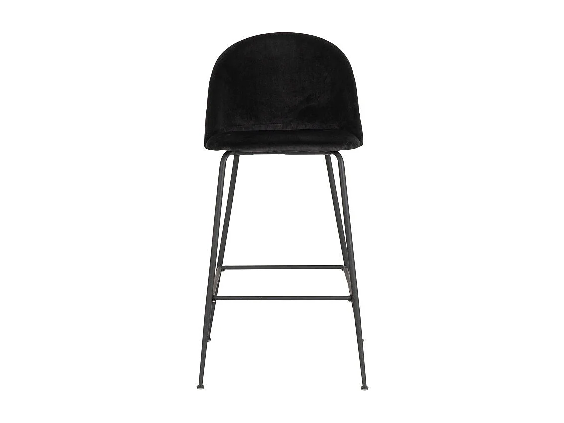 Tabouret En Velours Noir Avec Pieds Noirs Lausanne