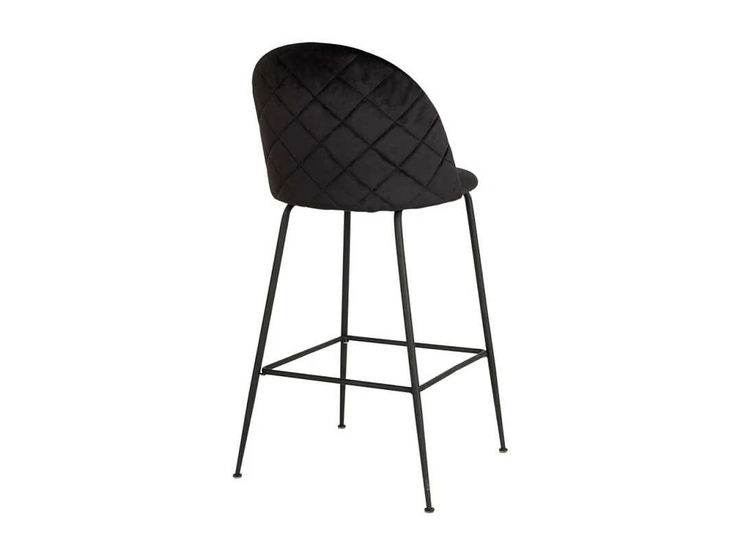 Tabouret En Velours Noir Avec Pieds Noirs Lausanne