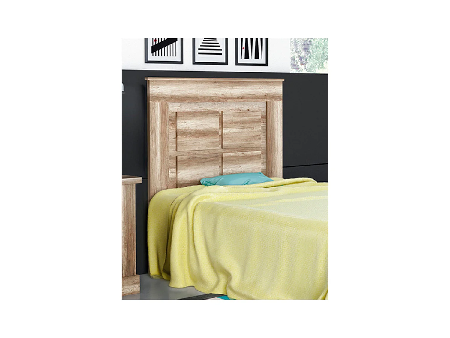 Pack Cabecero de 110 x 120 cm + 1 Mesita de Noche + Sinfonier | Dormitorio Juvenil | Color Cañón (para Cama de 135-140 o 160)