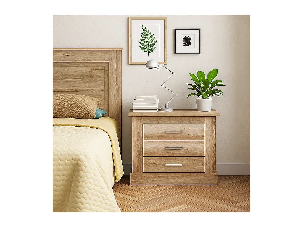 Pack Cabecero de 110 x 120 cm + 1 Mesita de Noche + Sinfonier | Dormitorio Juvenil | Color Cañón (para Cama de 135-140 o 160)