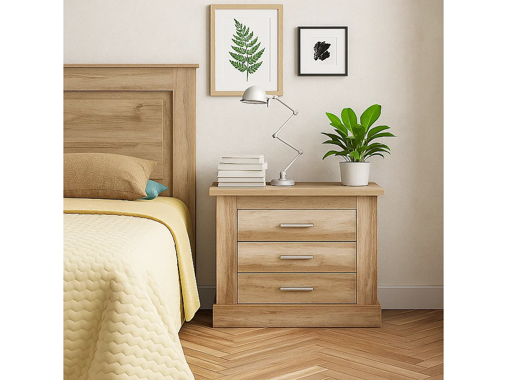 Pack Cabecero de 110 x 120 cm + 1 Mesita de Noche + Sinfonier | Dormitorio Juvenil | Color Cañón (para Cama de 135-140 o 160)