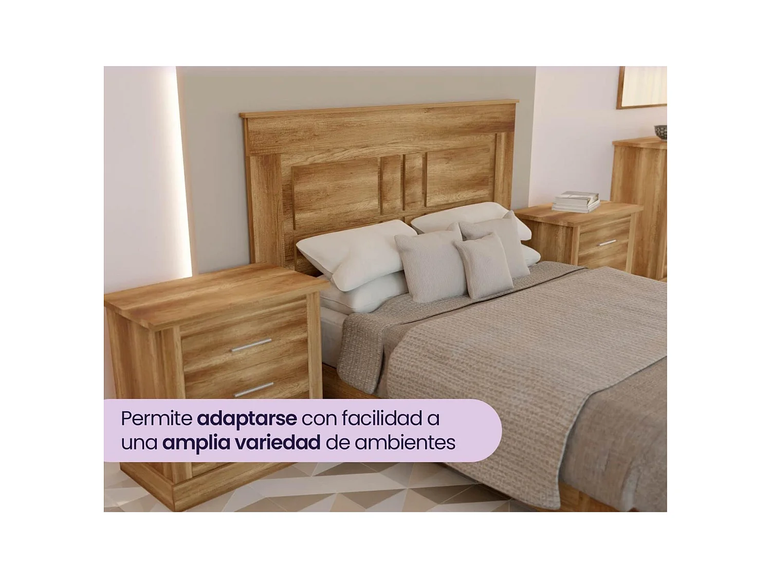 Pack Cabecero Nórdico de 160 x 120 cm + 2 Mesitas de Noche | Práctico y Elegante | Fácil de Montar, Color Cañon (para Cama de 135-140, 150 o 160)