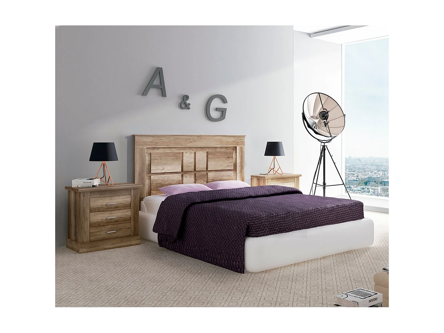 Pack Cabecero Nórdico de 160 x 120 cm + 2 Mesitas de Noche | Práctico y Elegante | Fácil de Montar, Color Cañon (para Cama de 135-140, 150 o 160)