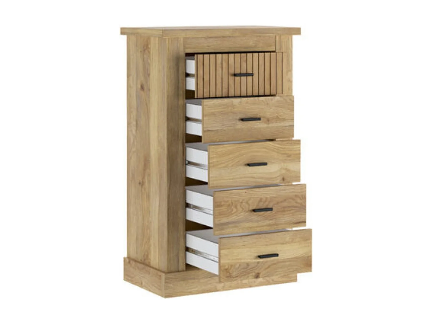 Pack de Muebles de Dormitorio Habitación Infantil con Cabecero, 1 Mesita de Noche 3 Cajones y Sinfonier en Color Blanco Mate Mauvella Rayas