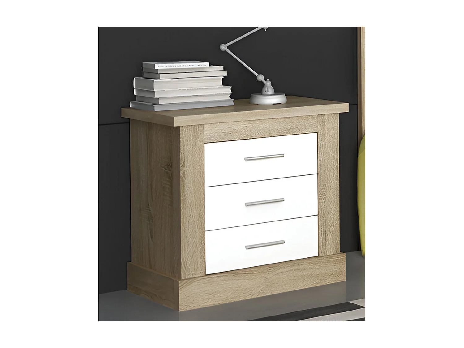 Pack Cabecero Nórdico de 160 x 120 cm + 2 Mesitas de Noche | Práctico y Elegante | Fácil de Montar, Color Cambria y Blanco (para Cama de 135-140, 150