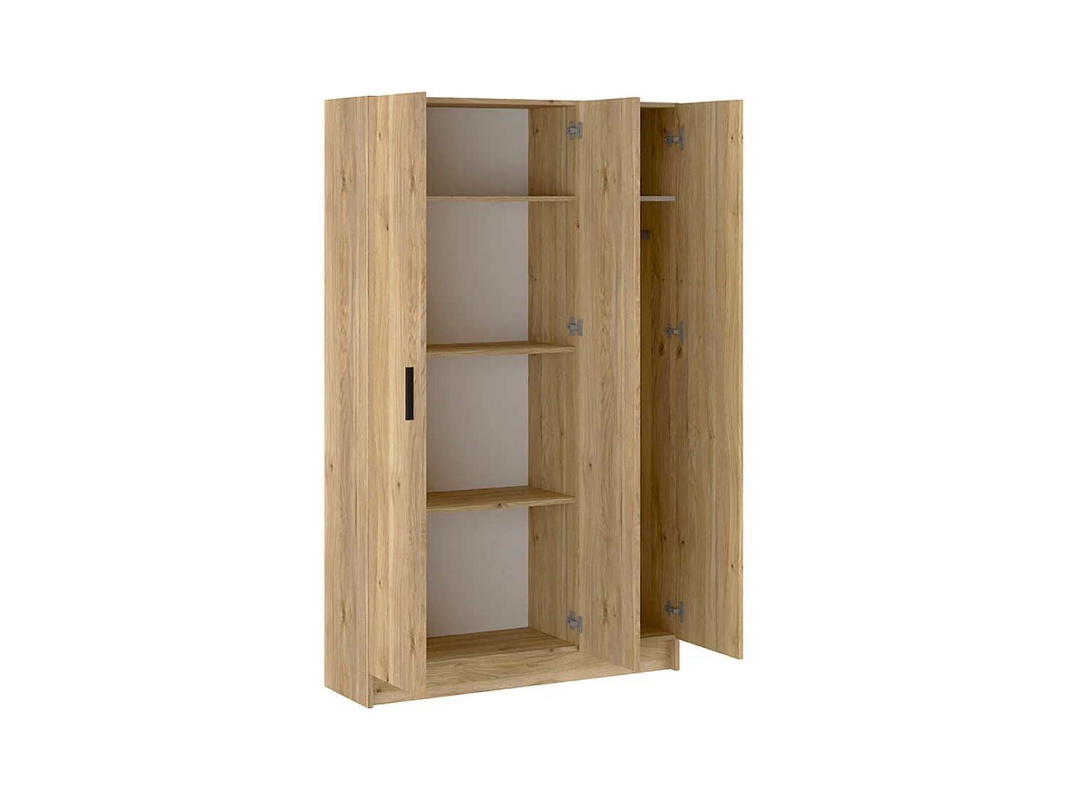 Mueble multiusos Armario Auxiliar Color  Mauvella– 3 Puertas, 4 Baldas y Espacio para Escoba, Madera, Dimensiones 108x180x35 cm.