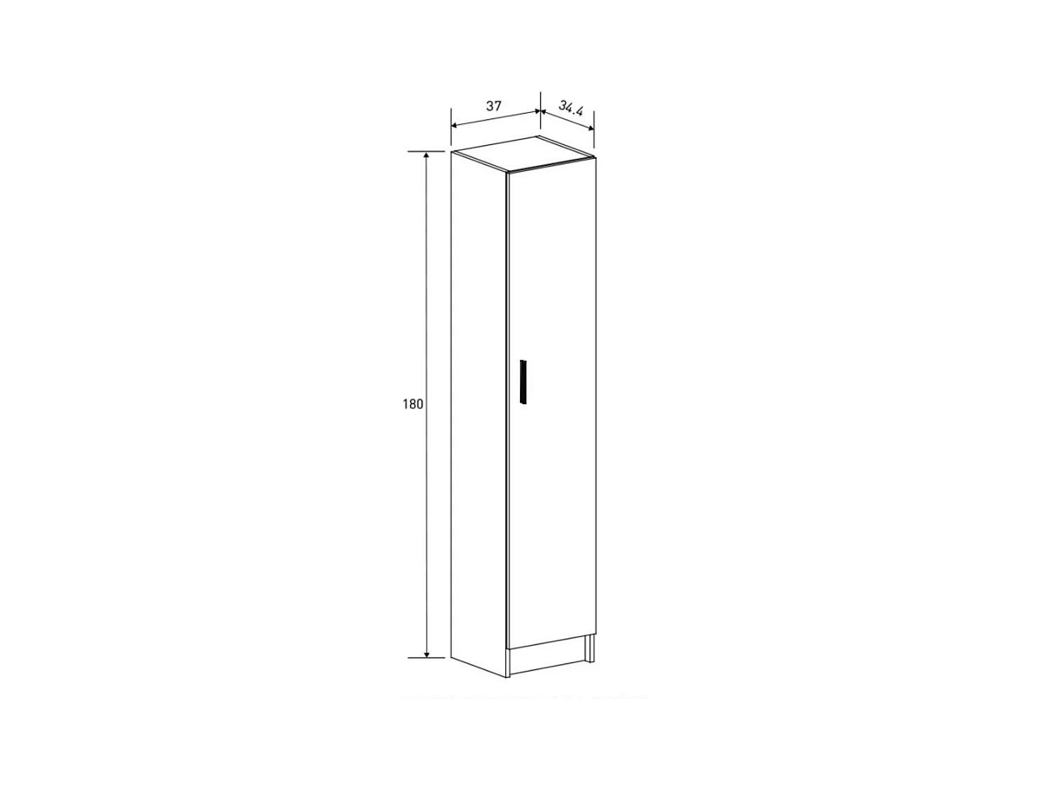 Mueble Multiusos Armario Auxiliar Color Mauvella – 1 Puerta, 4 Baldas, 37x180x35 cm – Madera Práctico y Funcional.