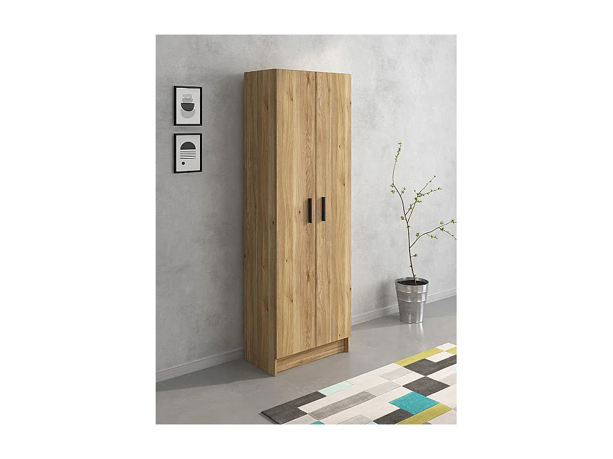 Mueble Multiusos Armario Auxiliar Color Mauvella – 2 Puertas, 4 Baldas, Práctico y Funcional, Madera, 60x180x35 cm – Perfecto para Espacios Reducidos
