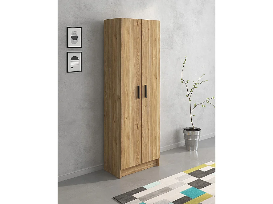 Mueble Multiusos Armario Auxiliar Color Mauvella – 2 Puertas, 4 Baldas, Práctico y Funcional, Madera, 60x180x35 cm – Perfecto para Espacios Reducidos