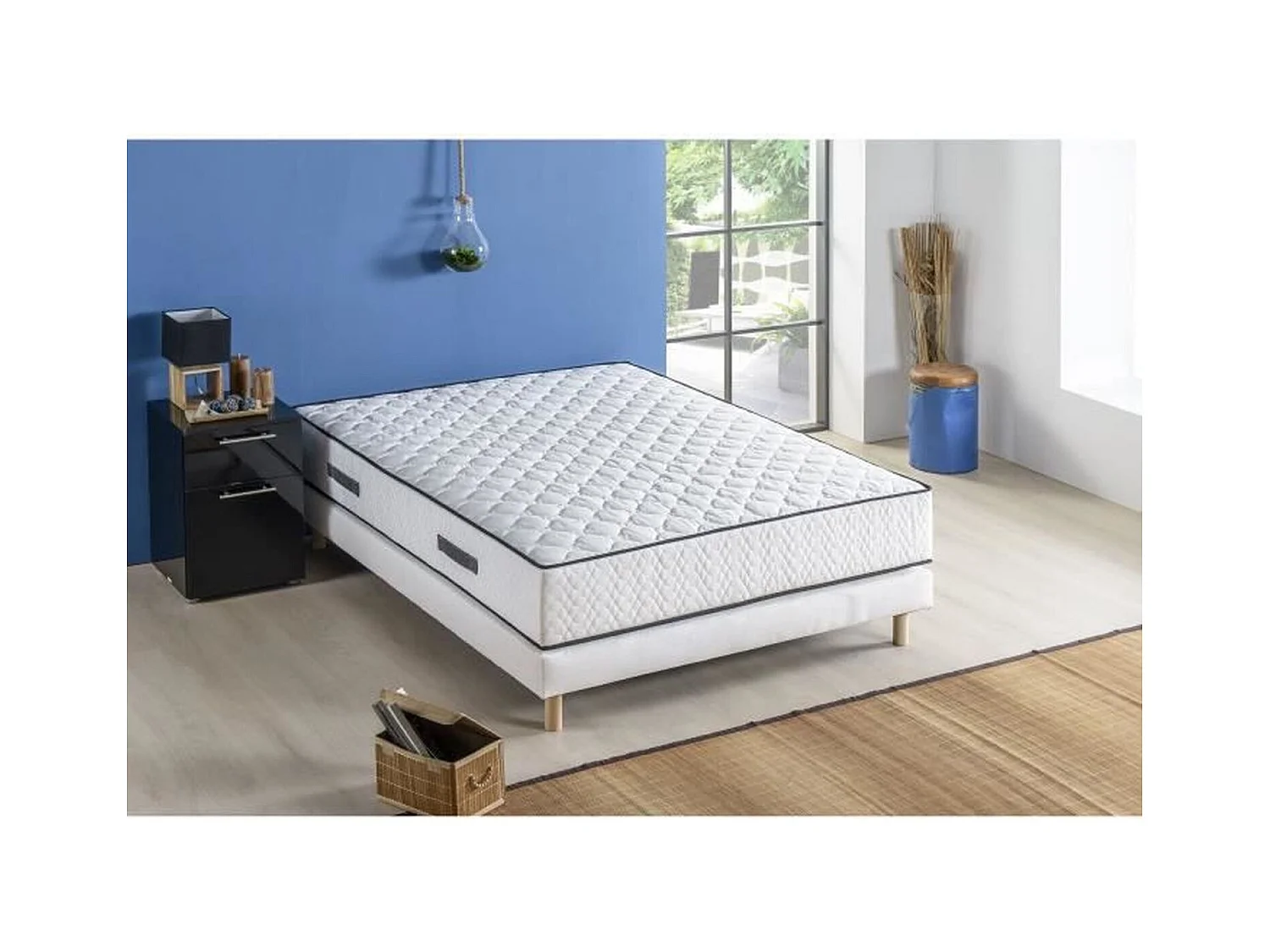 Colchón de muelles equilibrado de 7 zonas 140 x 200 x 24 cm + Base de relajación