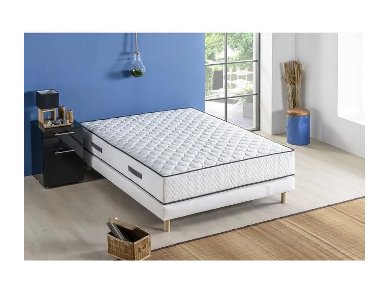 Colchón de muelles equilibrado de 7 zonas 140 x 200 x 24 cm + Base de relajación