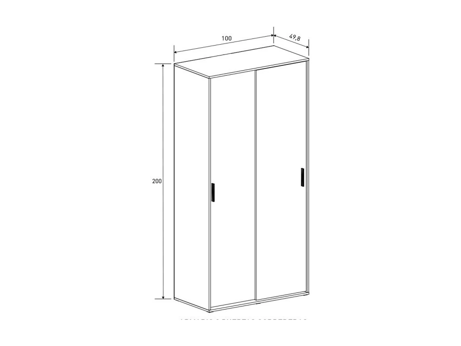 Meyvaser Armario ropero Para dormitorio con 2 puertas correderas  Color Mauvella 200x100x50 Cm