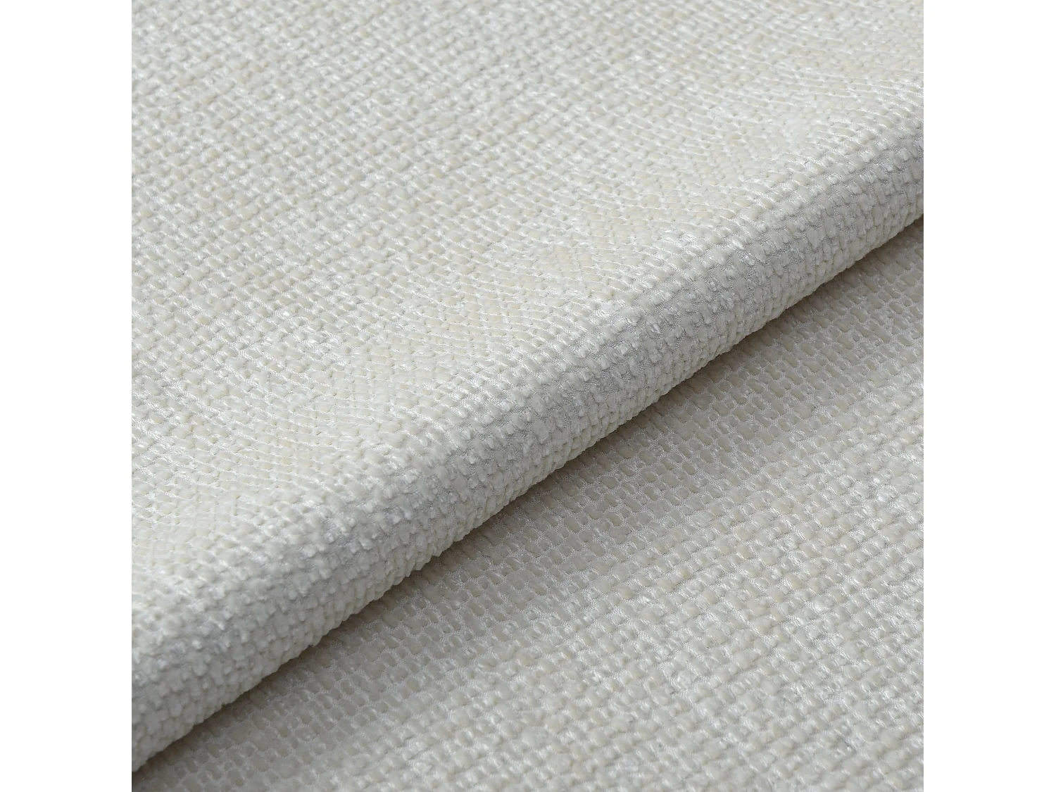 Ensemble canapé 4 places et pouf velours chenillé crème BARI