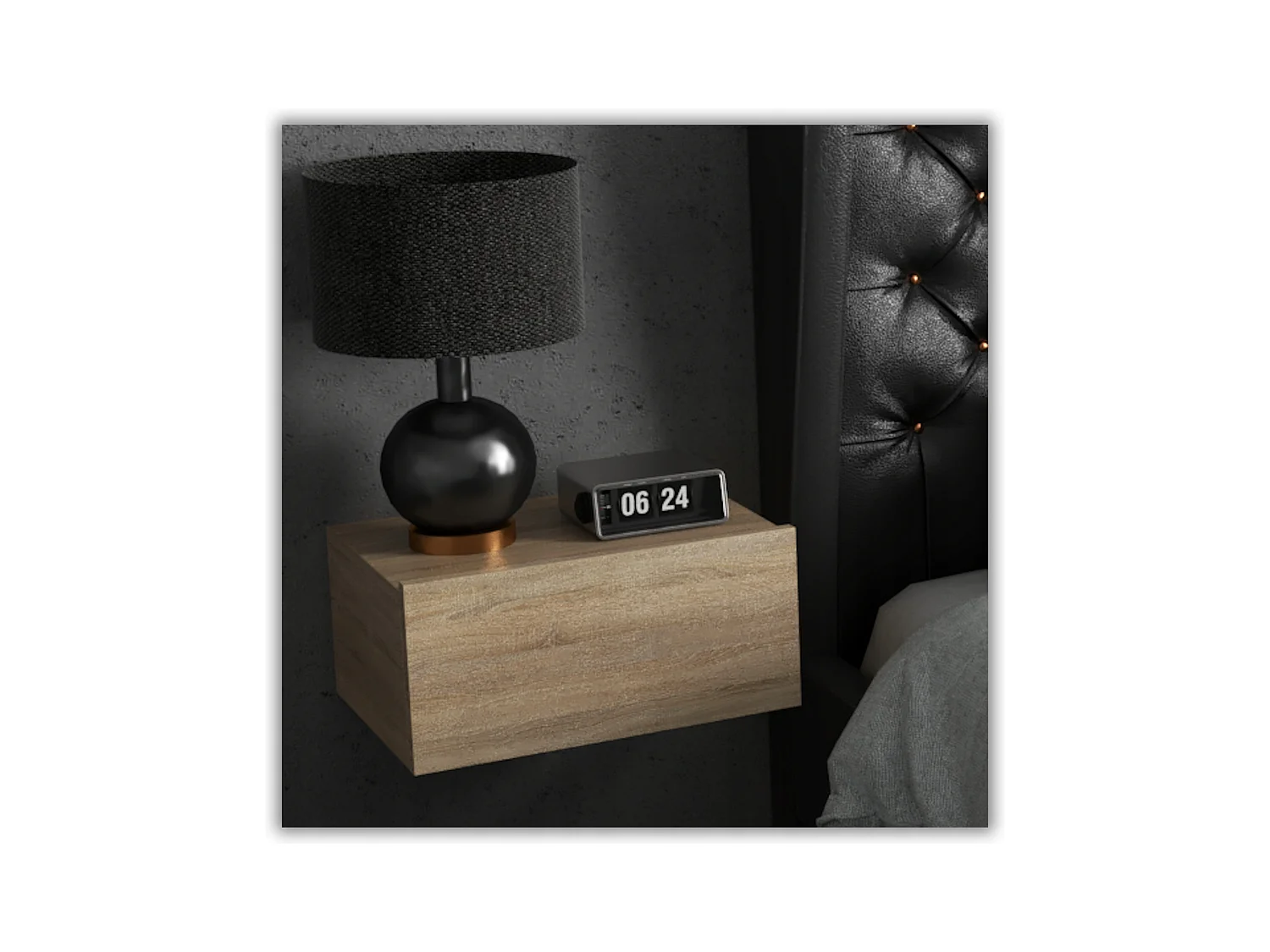 Table de Chevet Murale Chêne Sonoma avec Tiroir – Meuble Suspendu de Chambre Moderne