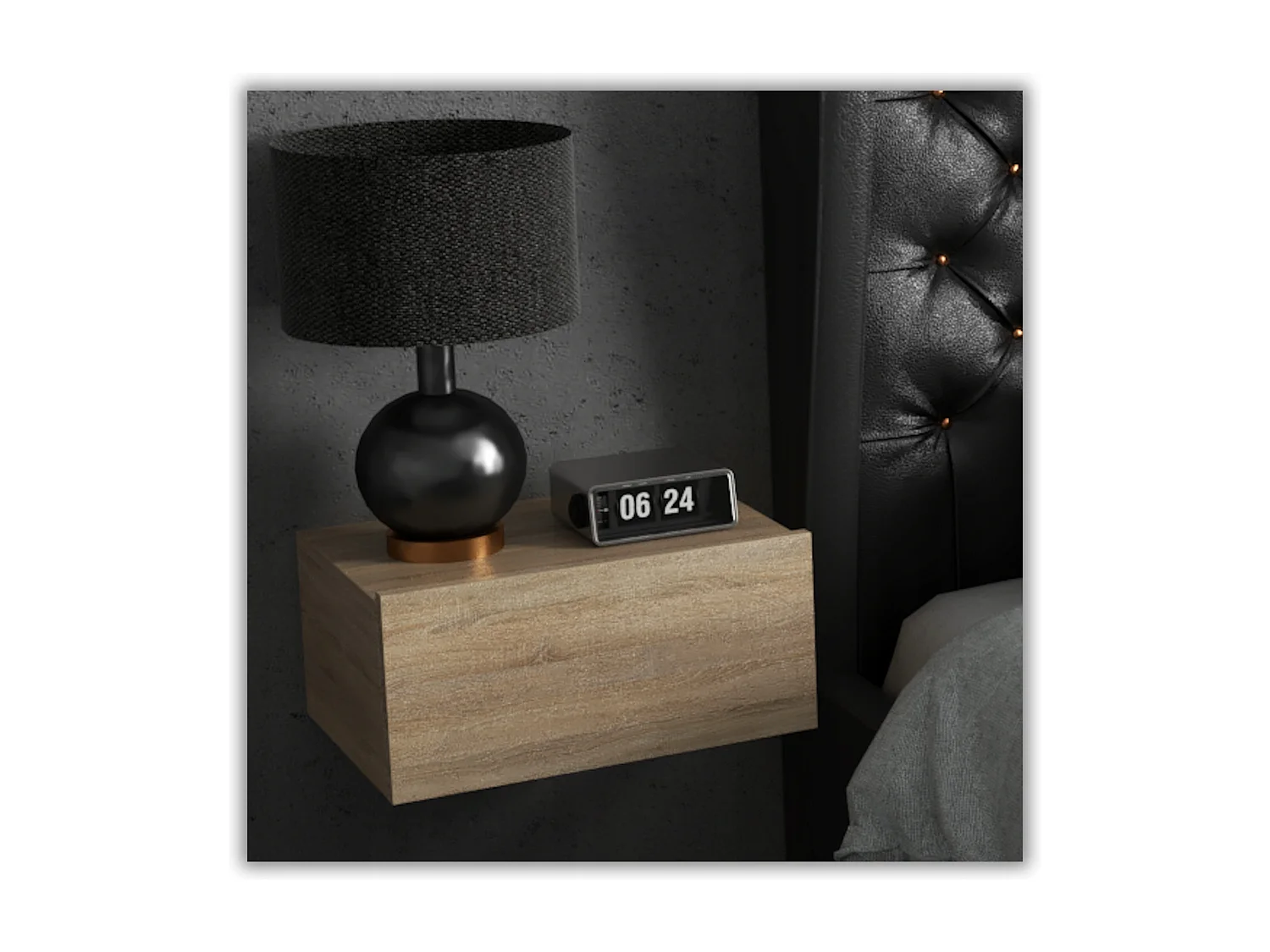 Table de Chevet Murale Chêne Sonoma avec Tiroir – Meuble Suspendu de Chambre Moderne