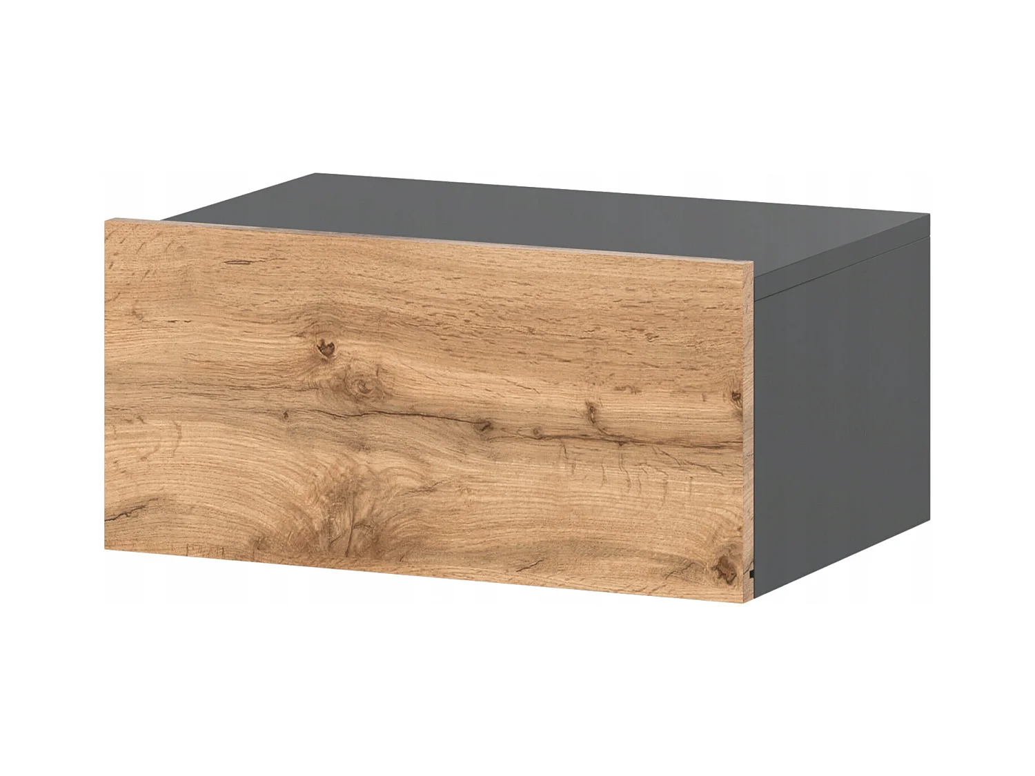 Table de Chevet Murale Gris Chêne Wotan avec Tiroir – Meuble Suspendu de Chambre Moderne