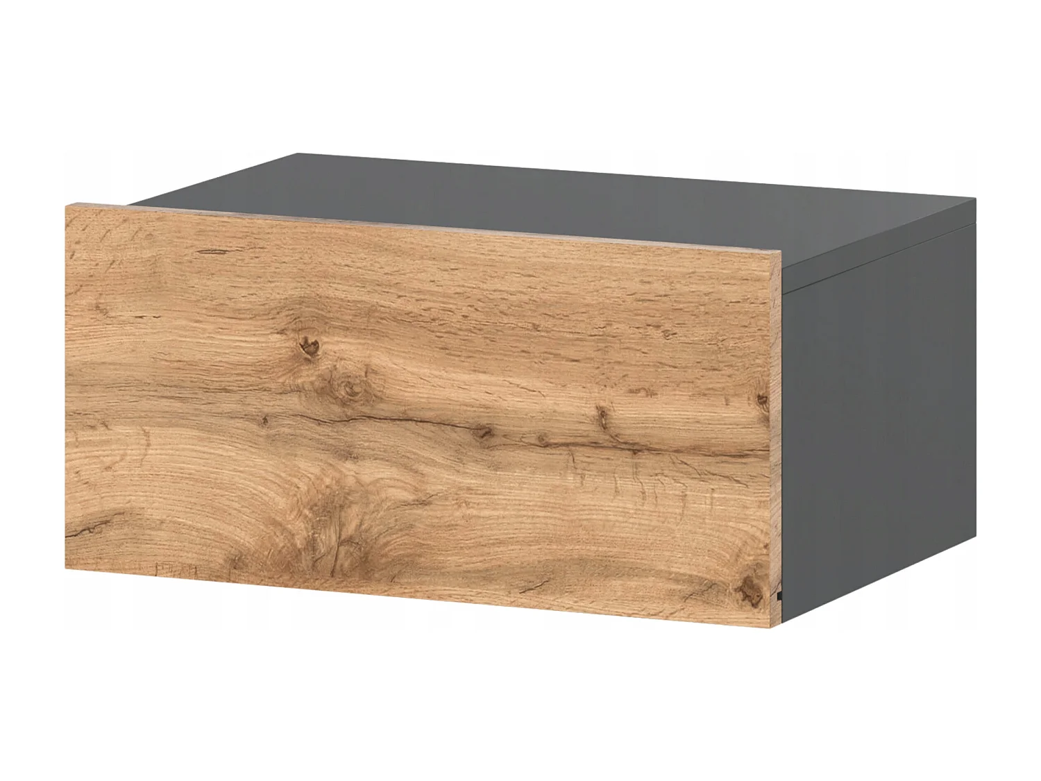 Table de Chevet Murale Gris Chêne Wotan avec Tiroir – Meuble Suspendu de Chambre Moderne