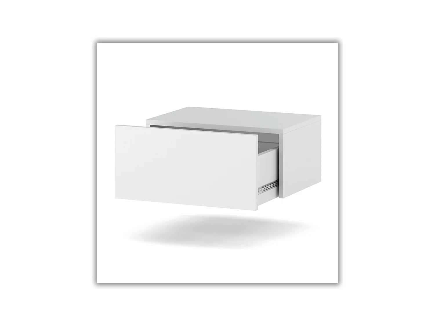 Table de Chevet Murale Blanc Mat avec Tiroir – Meuble Suspendu de Chambre Moderne