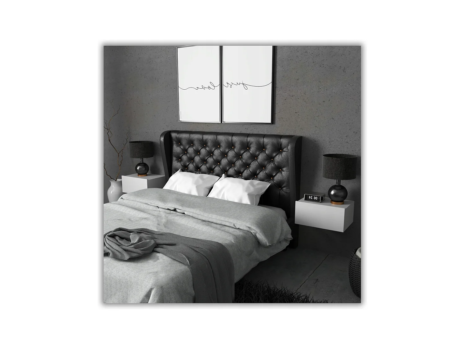 Table de Chevet Murale Blanc Mat avec Tiroir – Meuble Suspendu de Chambre Moderne