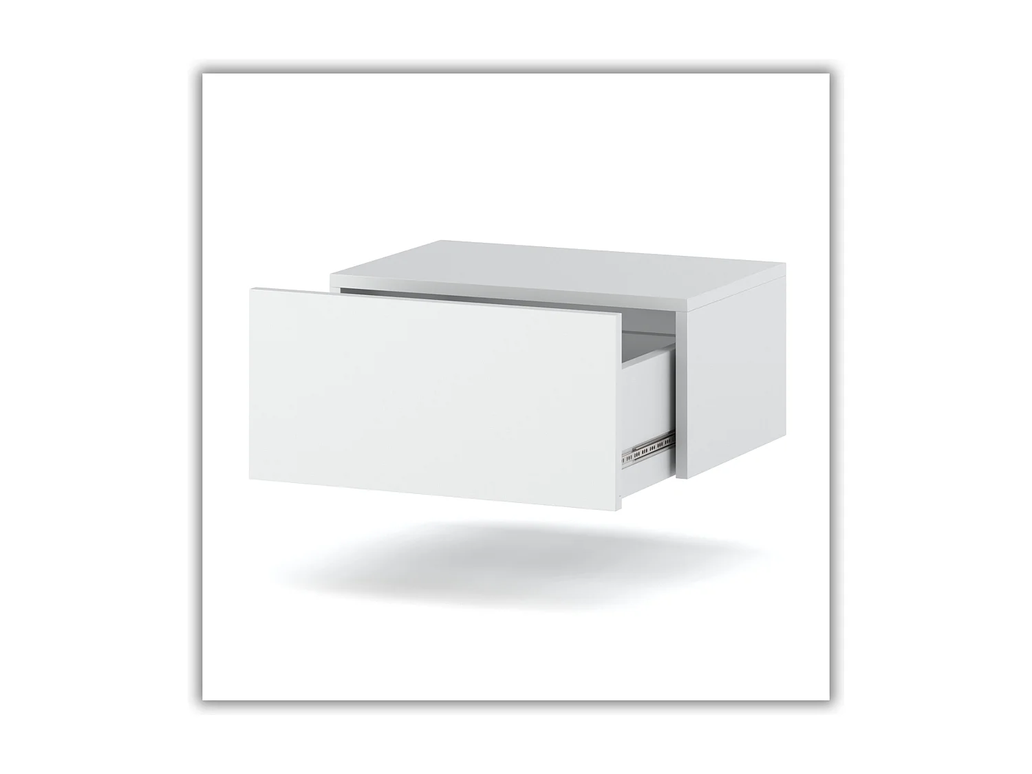 Table de Chevet Murale Blanc Mat avec Tiroir – Meuble Suspendu de Chambre Moderne