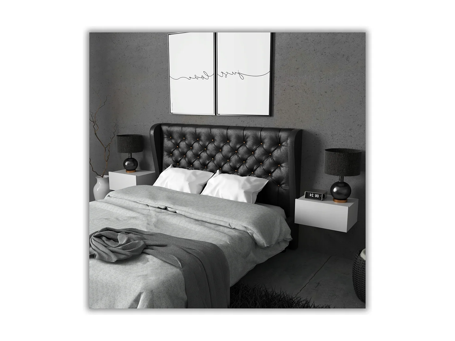 Table de Chevet Murale Blanc Mat avec Tiroir – Meuble Suspendu de Chambre Moderne