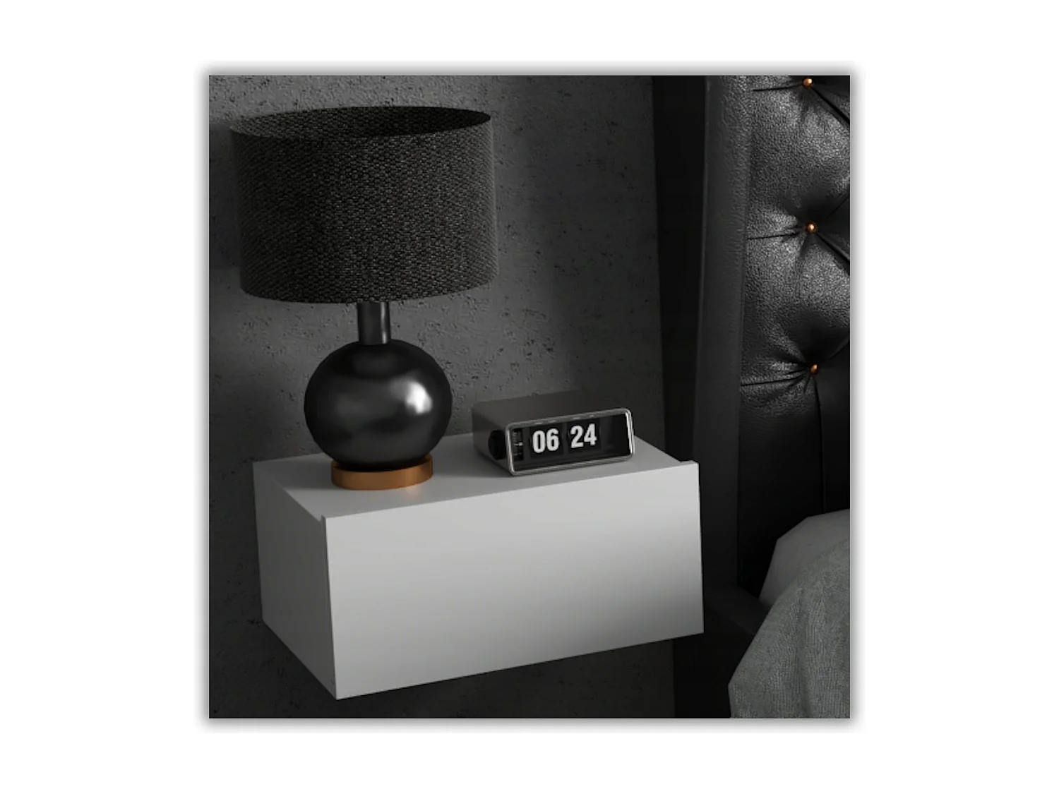 Szafka Nocna Wisząca Biała 1 Szuflada 45cm Stolik Nakastlik Do Sypialni