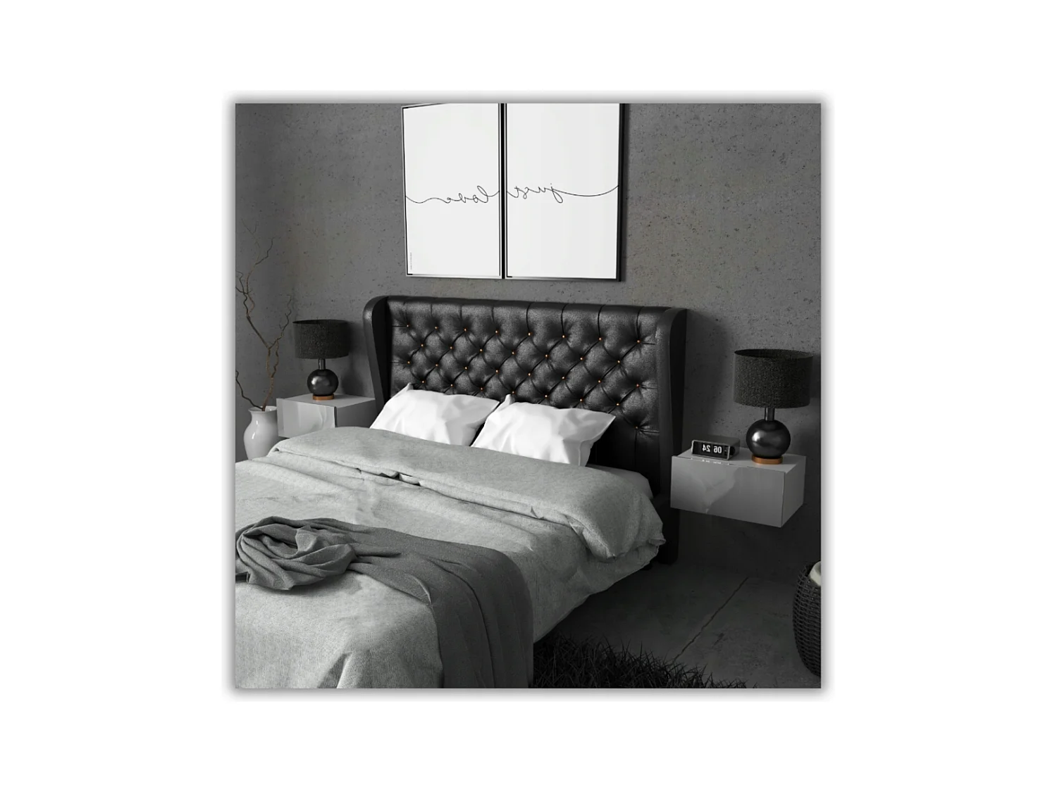 Table de Chevet Murale Blanc brillant avec Tiroir – Meuble Suspendu de Chambre Moderne