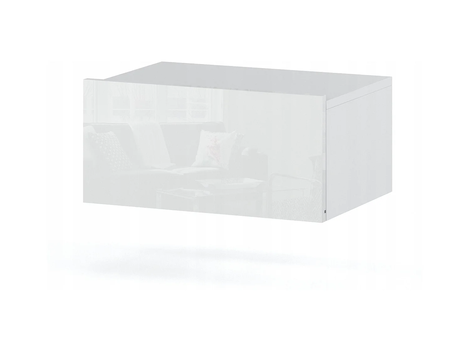 Table de Chevet Murale Blanc brillant avec Tiroir – Meuble Suspendu de Chambre Moderne