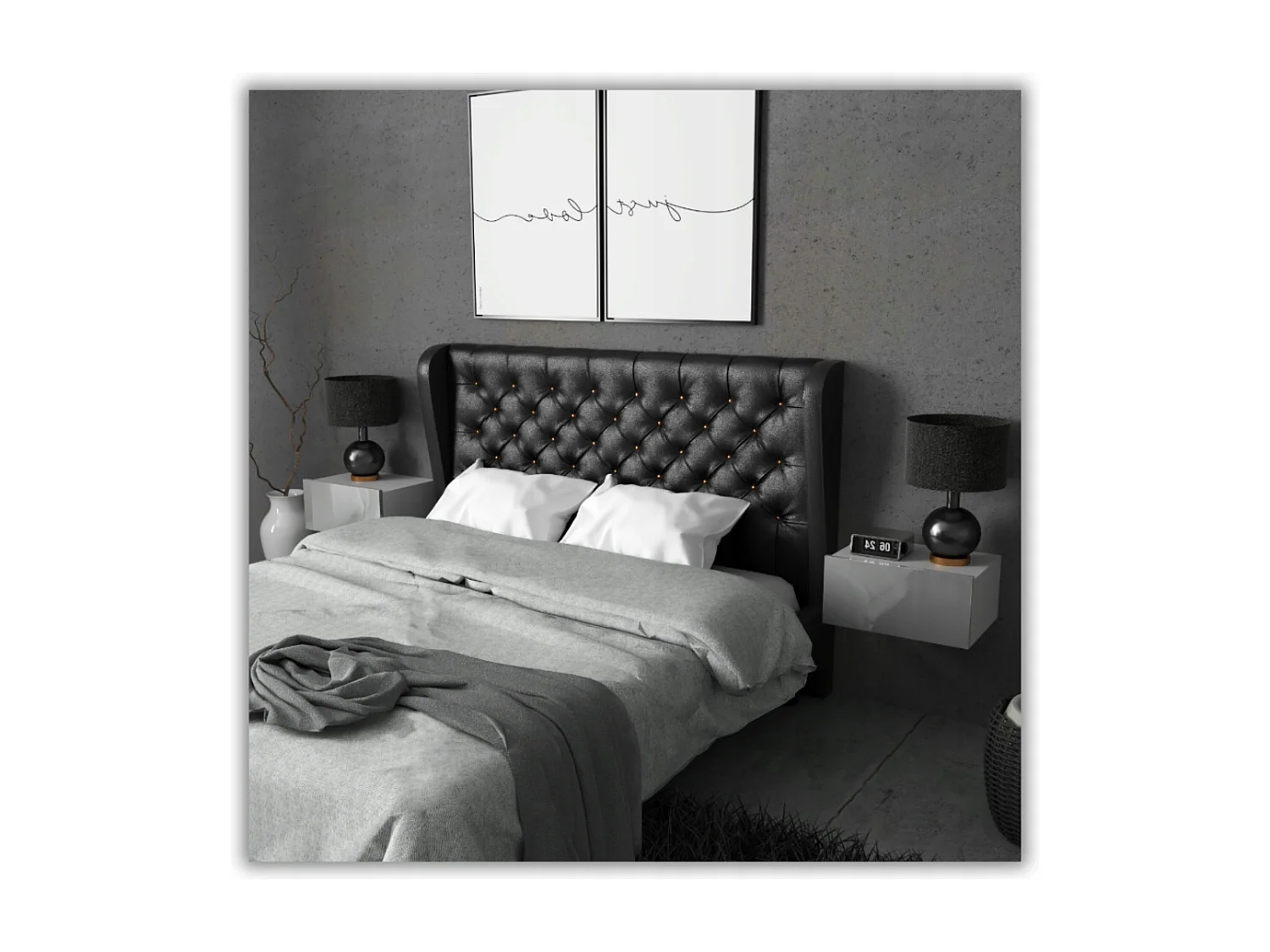 Table de Chevet Murale Blanc brillant avec Tiroir – Meuble Suspendu de Chambre Moderne