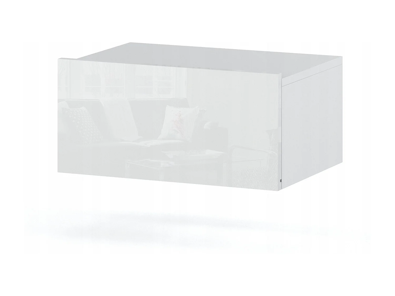 Table de Chevet Murale Blanc brillant avec Tiroir – Meuble Suspendu de Chambre Moderne