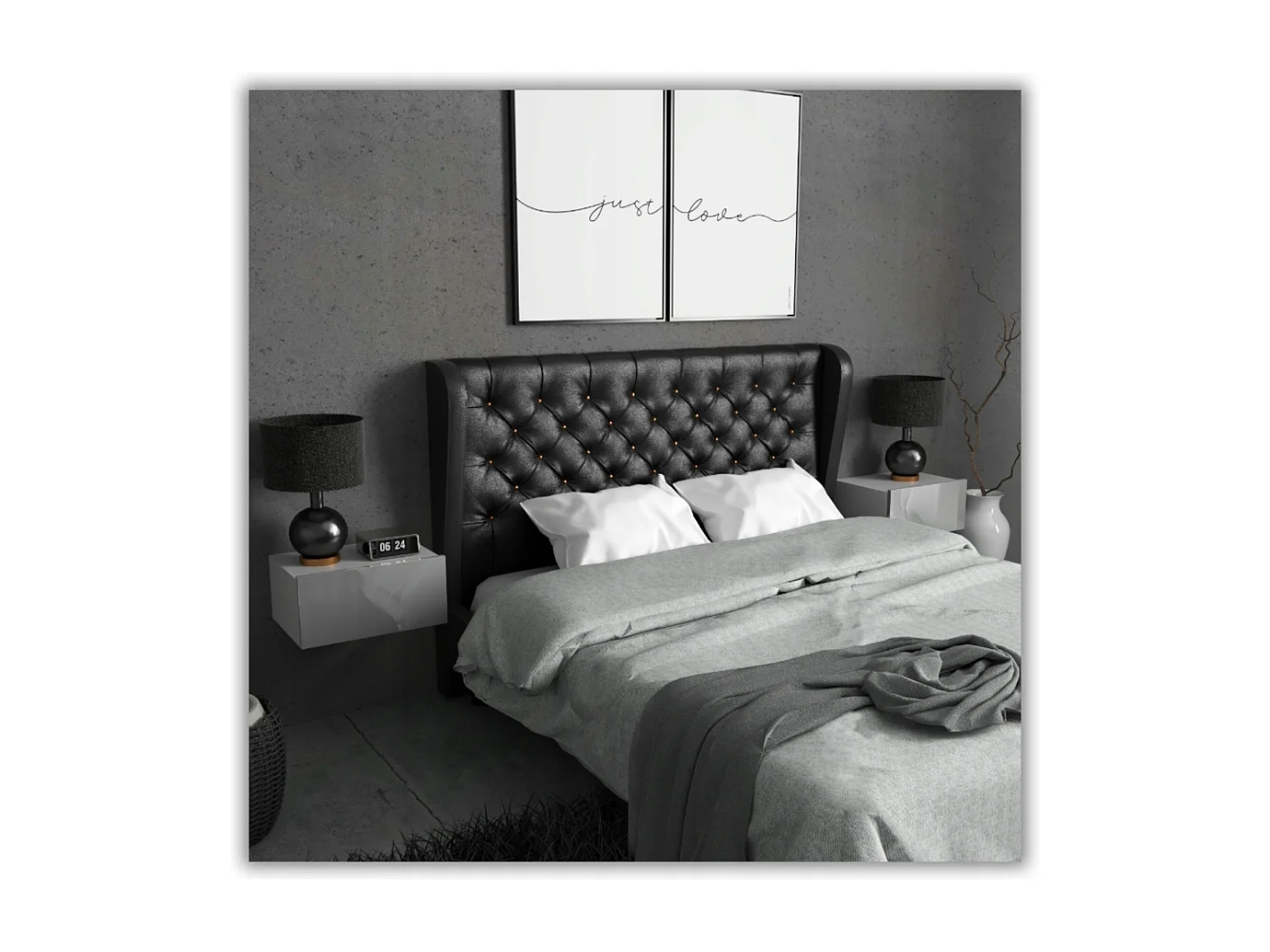 Table de Chevet Murale Blanc brillant avec Tiroir – Meuble Suspendu de Chambre Moderne