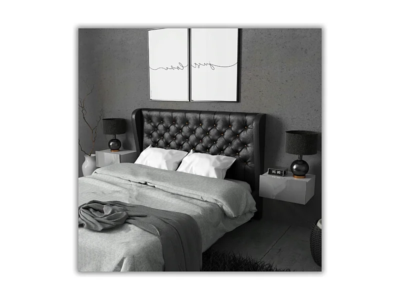 Table de Chevet Murale Blanc brillant avec Tiroir – Meuble Suspendu de Chambre Moderne