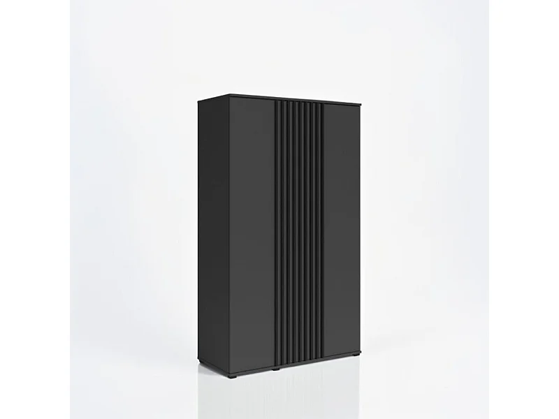 Szafa Otwierana Dwudrzwiowa Z LAMELAMI 120cm x 200cm ANTRACYT| Półki + Wieszak