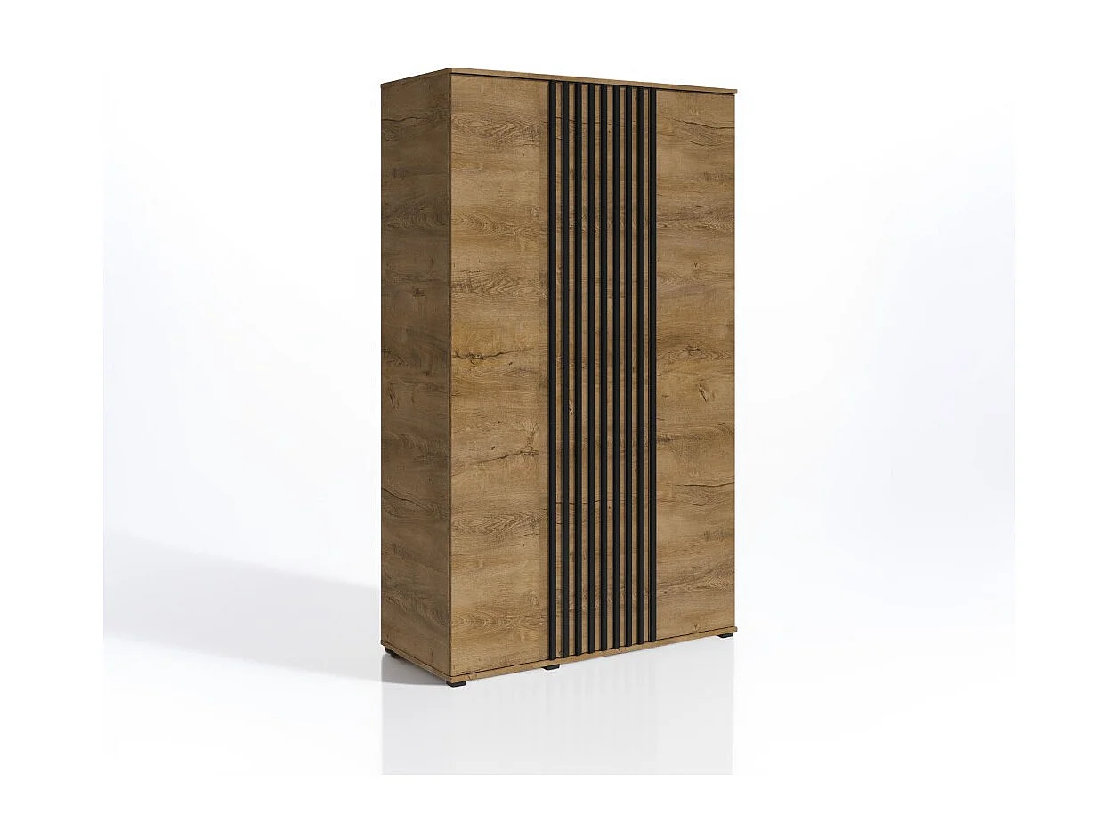 Szafa Otwierana Dwudrzwiowa Z LAMELAMI 120cm x 200cm LEFKAS| Półki + Wieszak