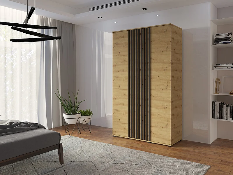Szafa Otwierana Dwudrzwiowa Z LAMELAMI 120cm x 200cm ARTISAN| Półki + Wieszak