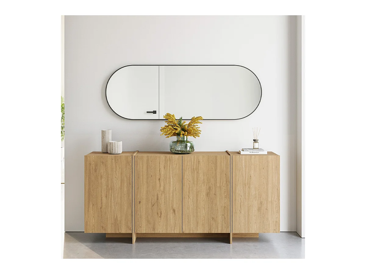Buffet 4 portes décor chêne 180 cm - Owen