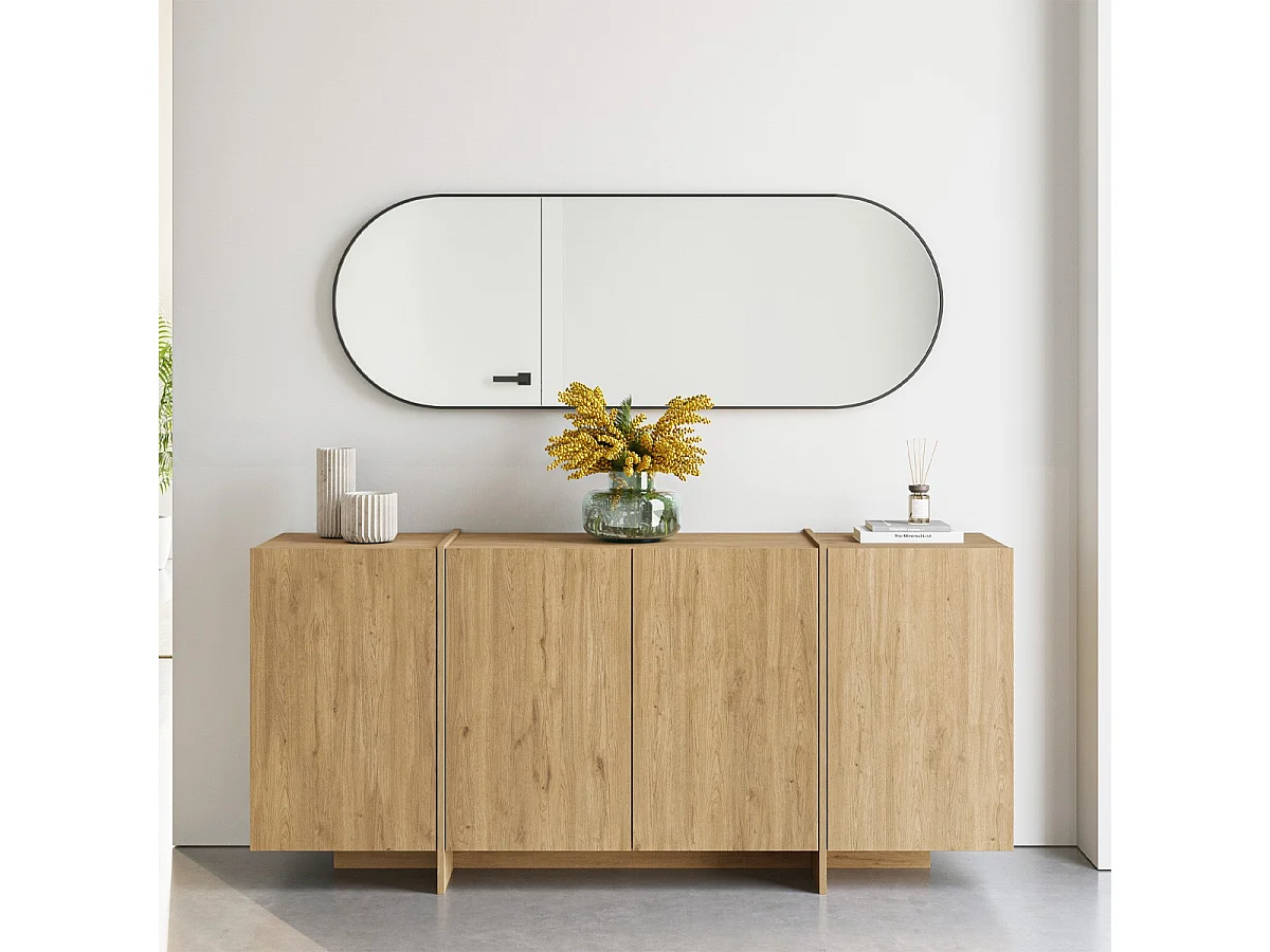 Buffet 4 portes décor chêne 180 cm - Owen