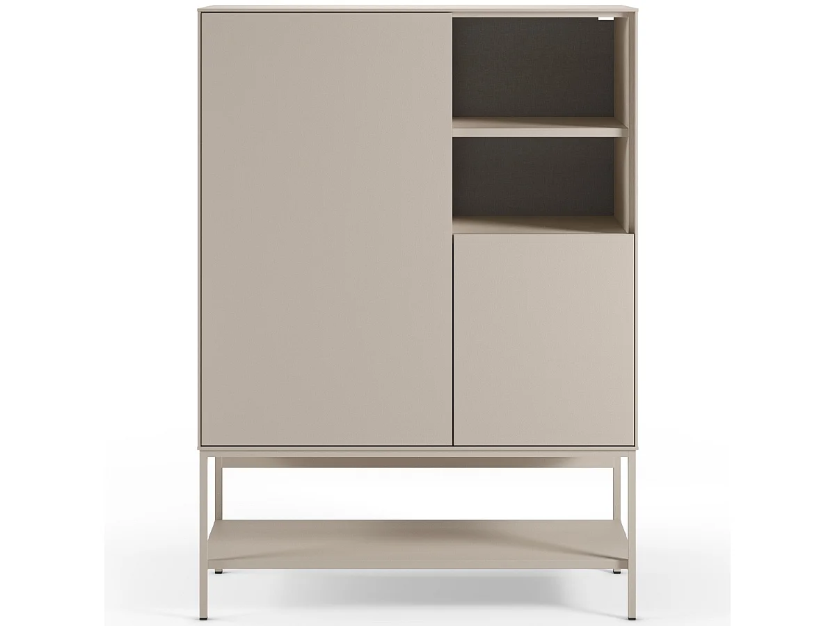 Buffet haut 2 portes 2 niches beige 90 cm - Zara
