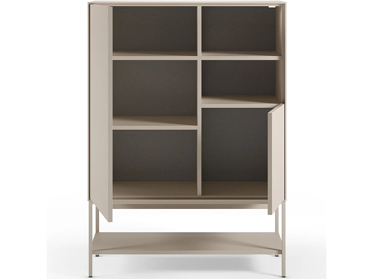 Buffet haut 2 portes 2 niches beige 90 cm - Zara