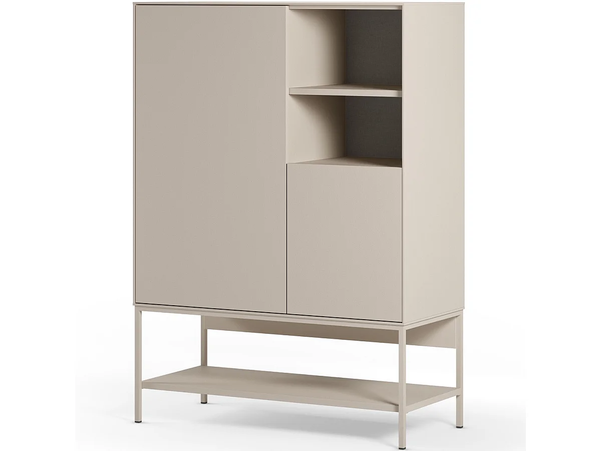 Buffet haut 2 portes 2 niches beige 90 cm - Zara