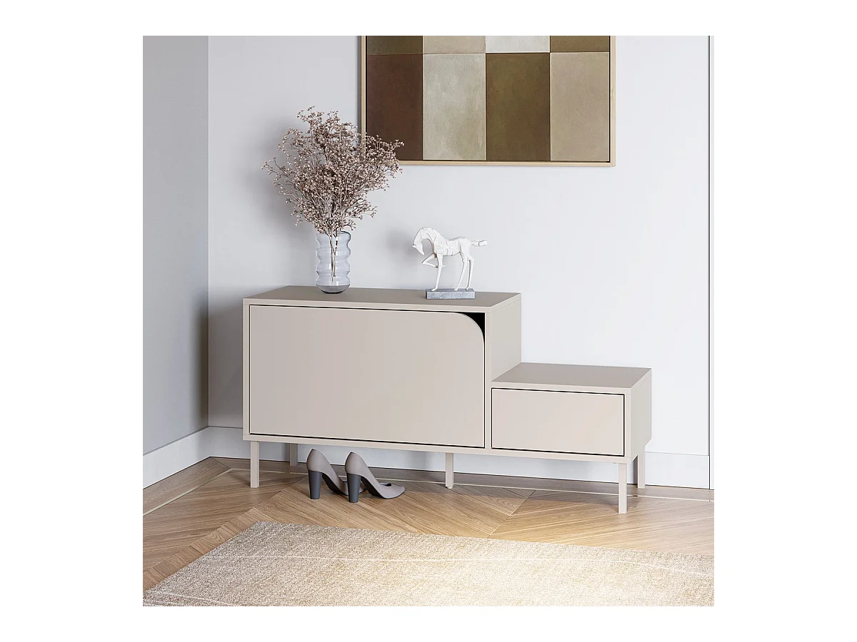 Meuble d'entrée 2 portes beige 120 cm - Jonas