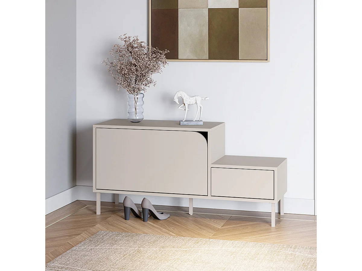 Meuble d'entrée 2 portes beige 120 cm - Jonas