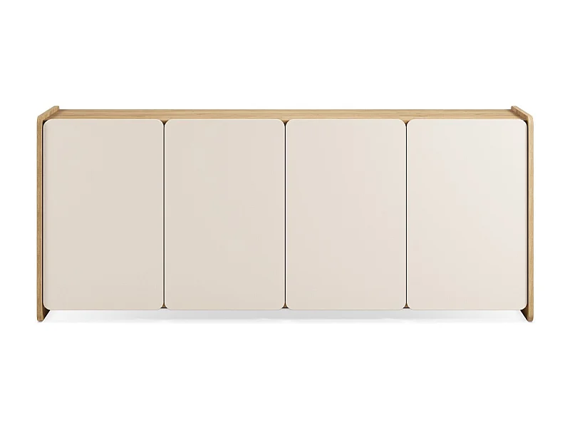 Buffet 4 portes beige et décor chêne 180 cm - Sami