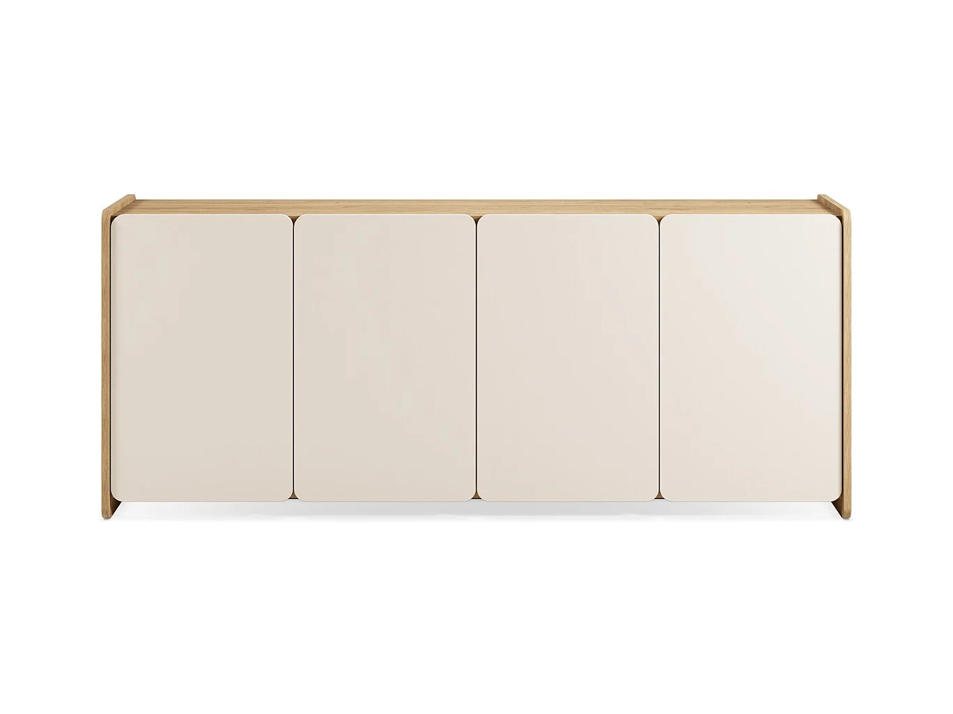 Buffet 4 portes beige et décor chêne 180 cm - Sami