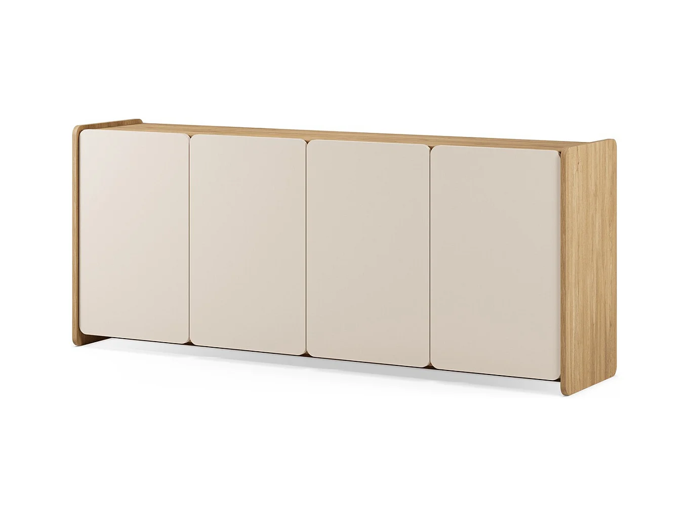 Buffet 4 portes beige et décor chêne 180 cm - Sami