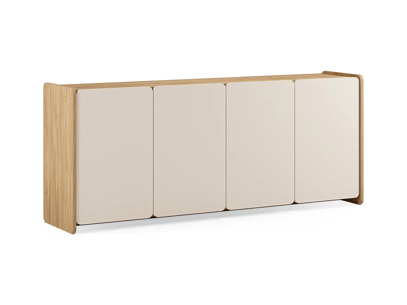 Buffet 4 portes beige et décor chêne 180 cm - Sami