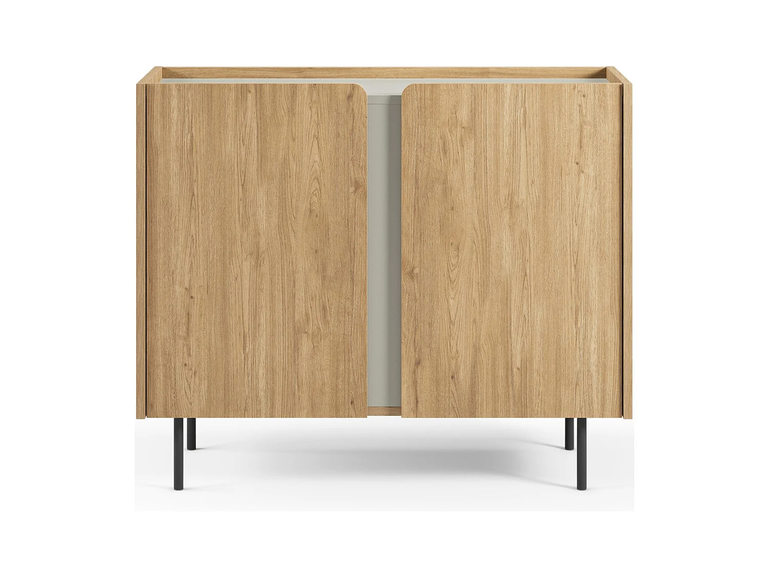 Buffet 2 portes décor chêne et vert 100 cm - Ingo