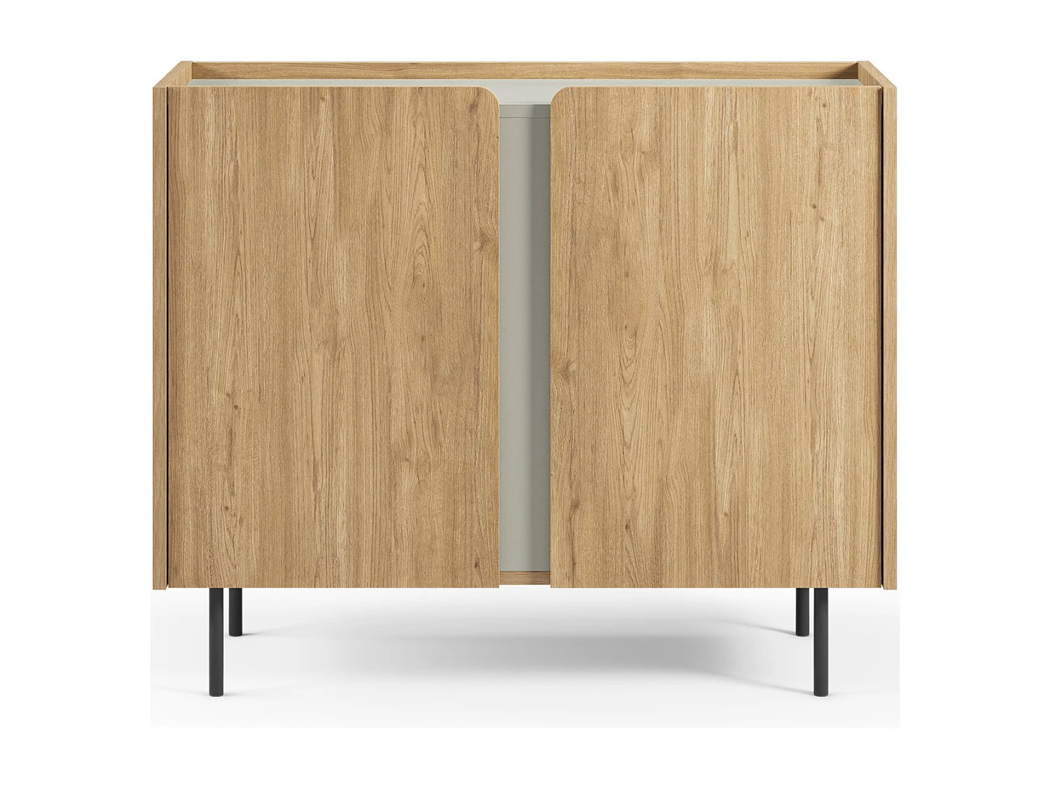 Buffet 2 portes décor chêne et vert 100 cm - Ingo