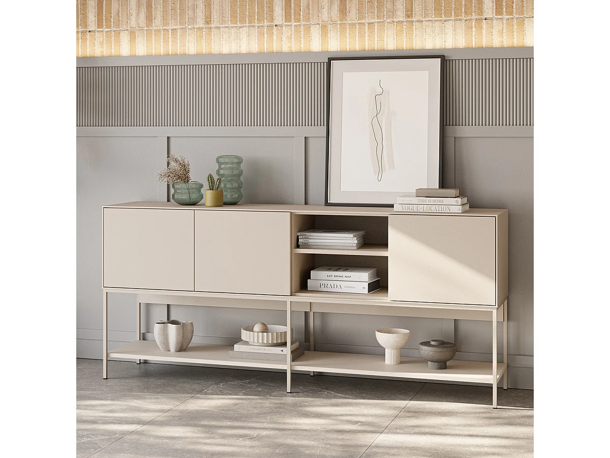 Buffet 3 portes 2 niches beige 180 cm - Zara